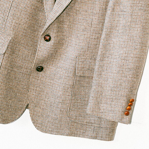 Vintage 80s Wool Tweed Blazer w/ Leather-Wrapped Buttons – Women’s M/L - Picture 3 of 6